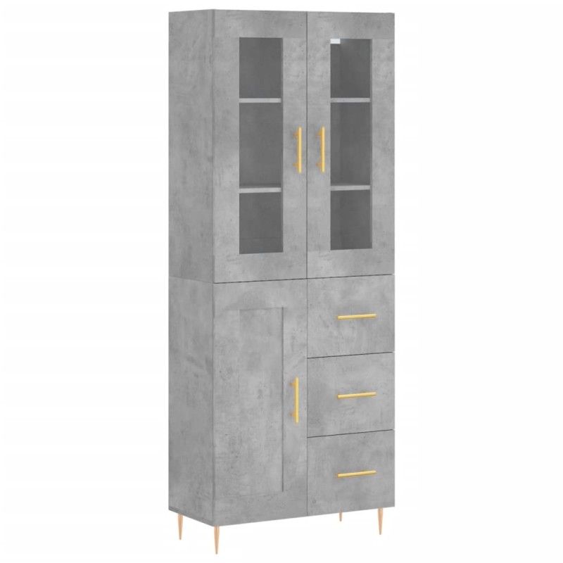 vidaXL Ντουλάπι Γκρι Σκυροδέματος 69,5x34x180 εκ. Επεξεργασμένο Ξύλο