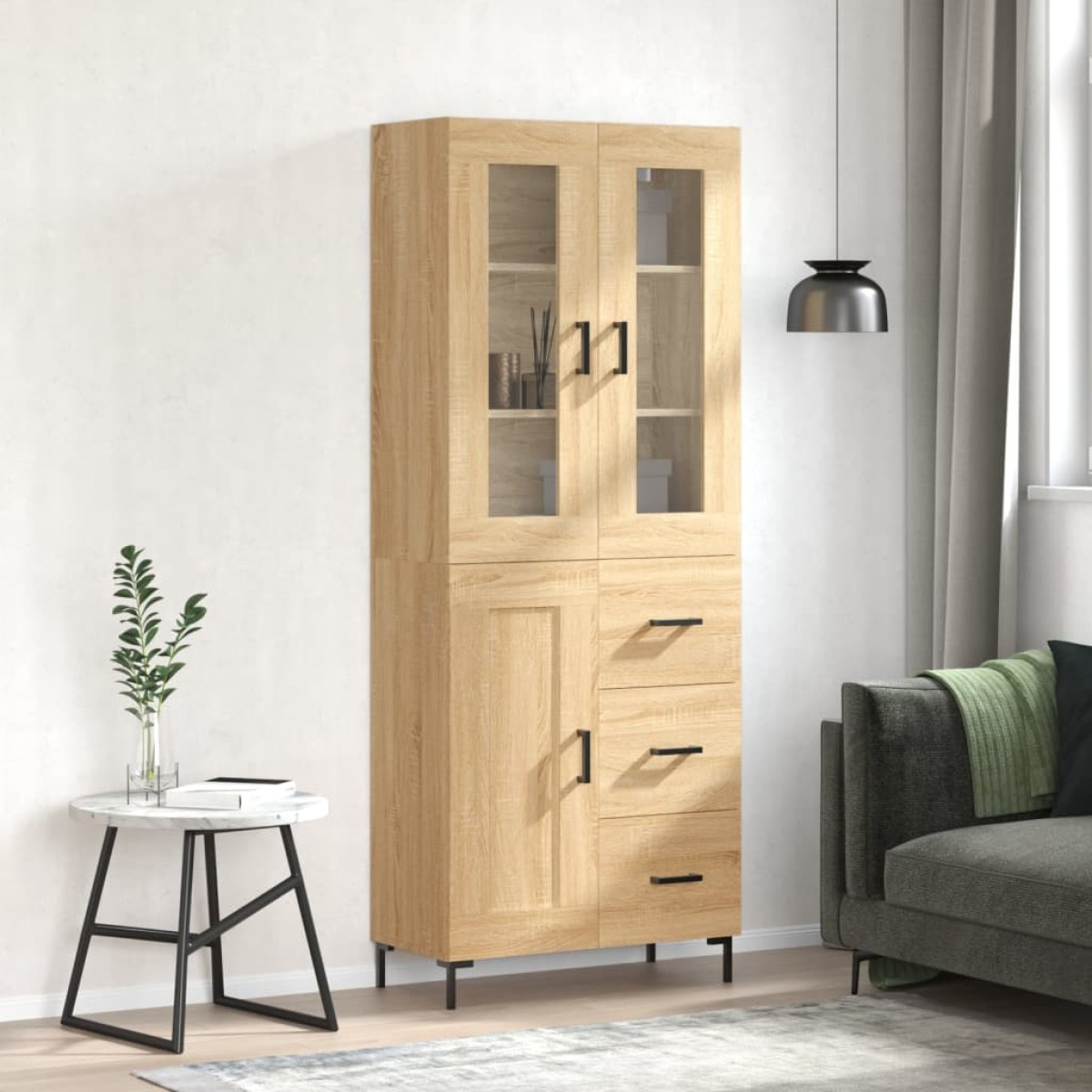 vidaXL Ντουλάπι Sonoma δρυς 69,5 x 34 x 180 εκ. από Επεξεργασμένο Ξύλο