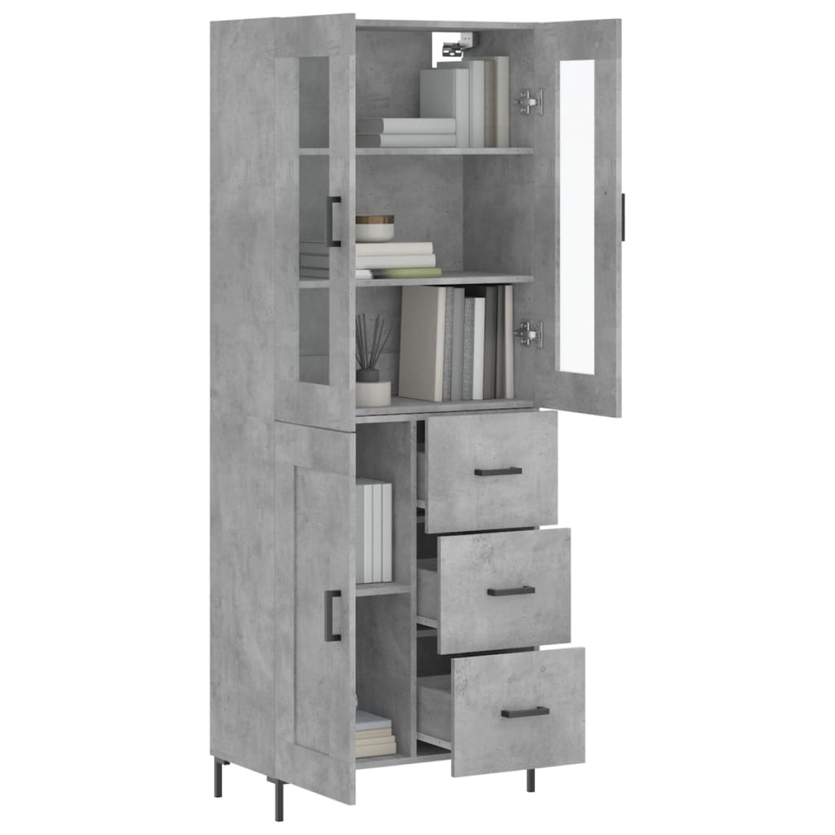 vidaXL Ντουλάπι Γκρι Σκυροδέματος 69,5x34x180 εκ. Επεξεργασμένο Ξύλο