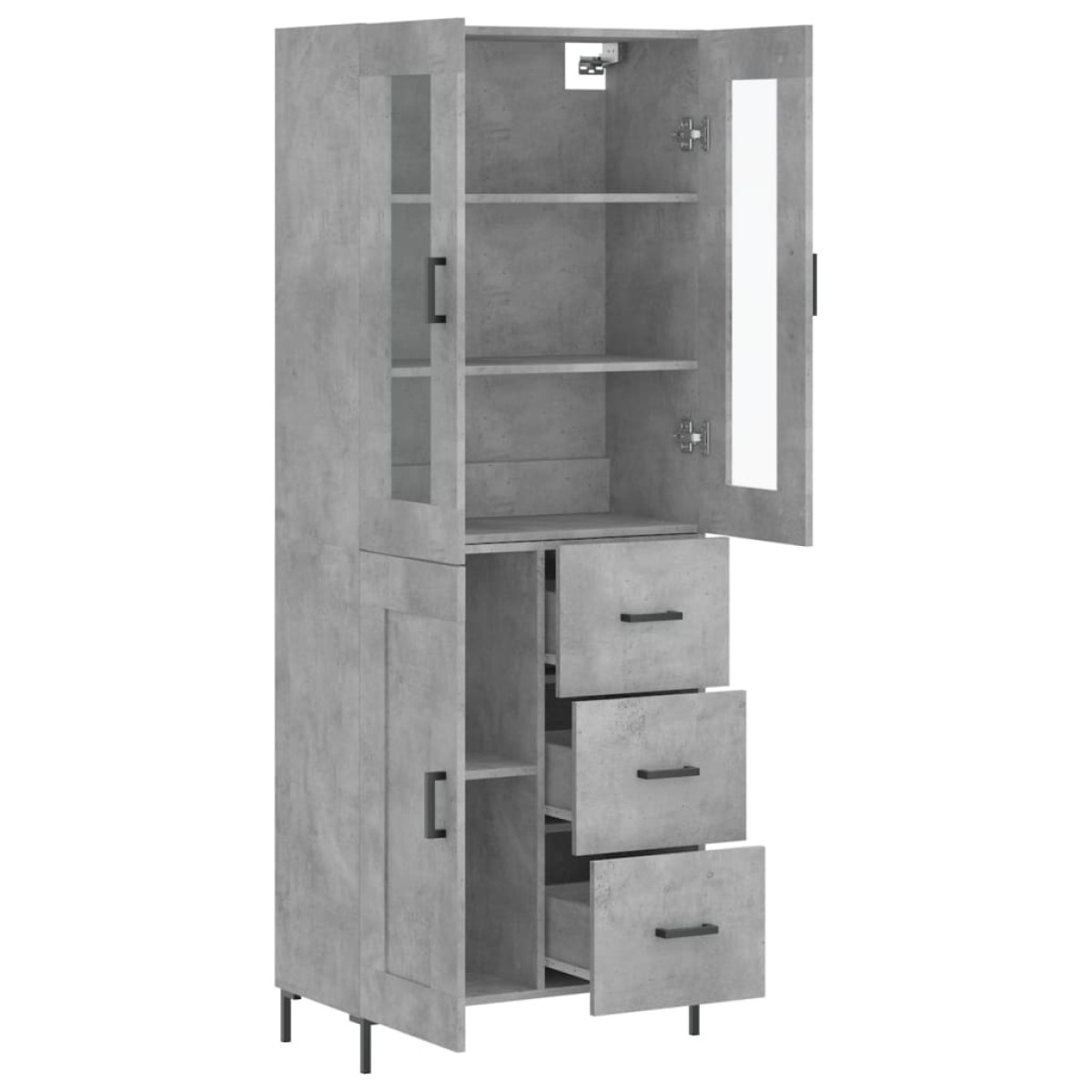 vidaXL Ντουλάπι Γκρι Σκυροδέματος 69,5x34x180 εκ. Επεξεργασμένο Ξύλο