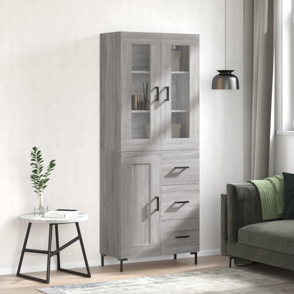 vidaXL Ντουλάπι Γκρι Sonoma 69,5 x 34 x 180 εκ. Επεξεργασμένο Ξύλο