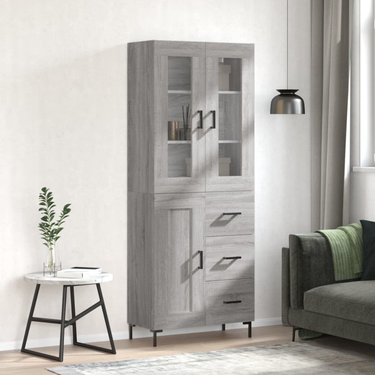 vidaXL Ντουλάπι Γκρι Sonoma 69,5 x 34 x 180 εκ. Επεξεργασμένο Ξύλο
