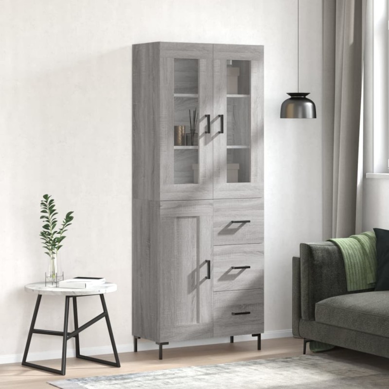 vidaXL Ντουλάπι Γκρι Sonoma 69,5 x 34 x 180 εκ. Επεξεργασμένο Ξύλο