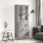 vidaXL Ντουλάπι Γκρι Sonoma 69,5 x 34 x 180 εκ. Επεξεργασμένο Ξύλο