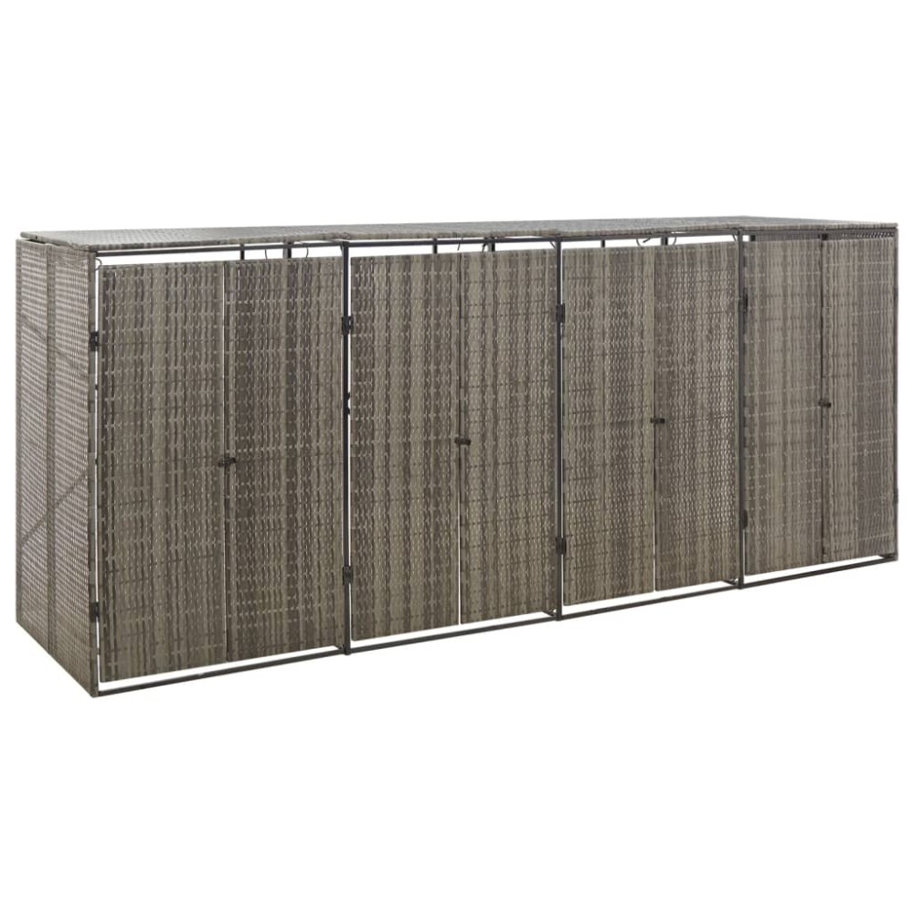 vidaXL Πλαίσιο για Κάδο Απορρ. με Ρόδες Γκρι 274x80x117 εκ Συνθ. Ρατάν