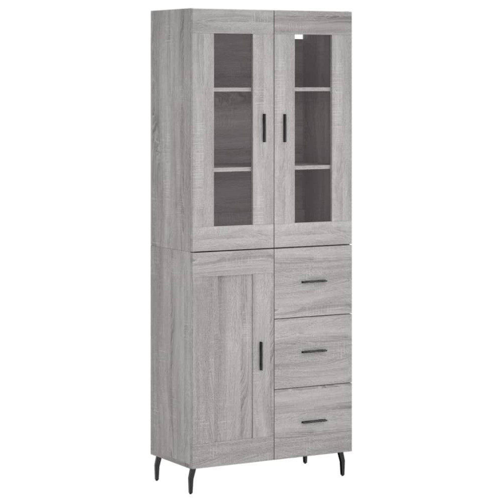 vidaXL Ντουλάπι Γκρι Sonoma 69,5 x 34 x 180 εκ. Επεξεργασμένο Ξύλο