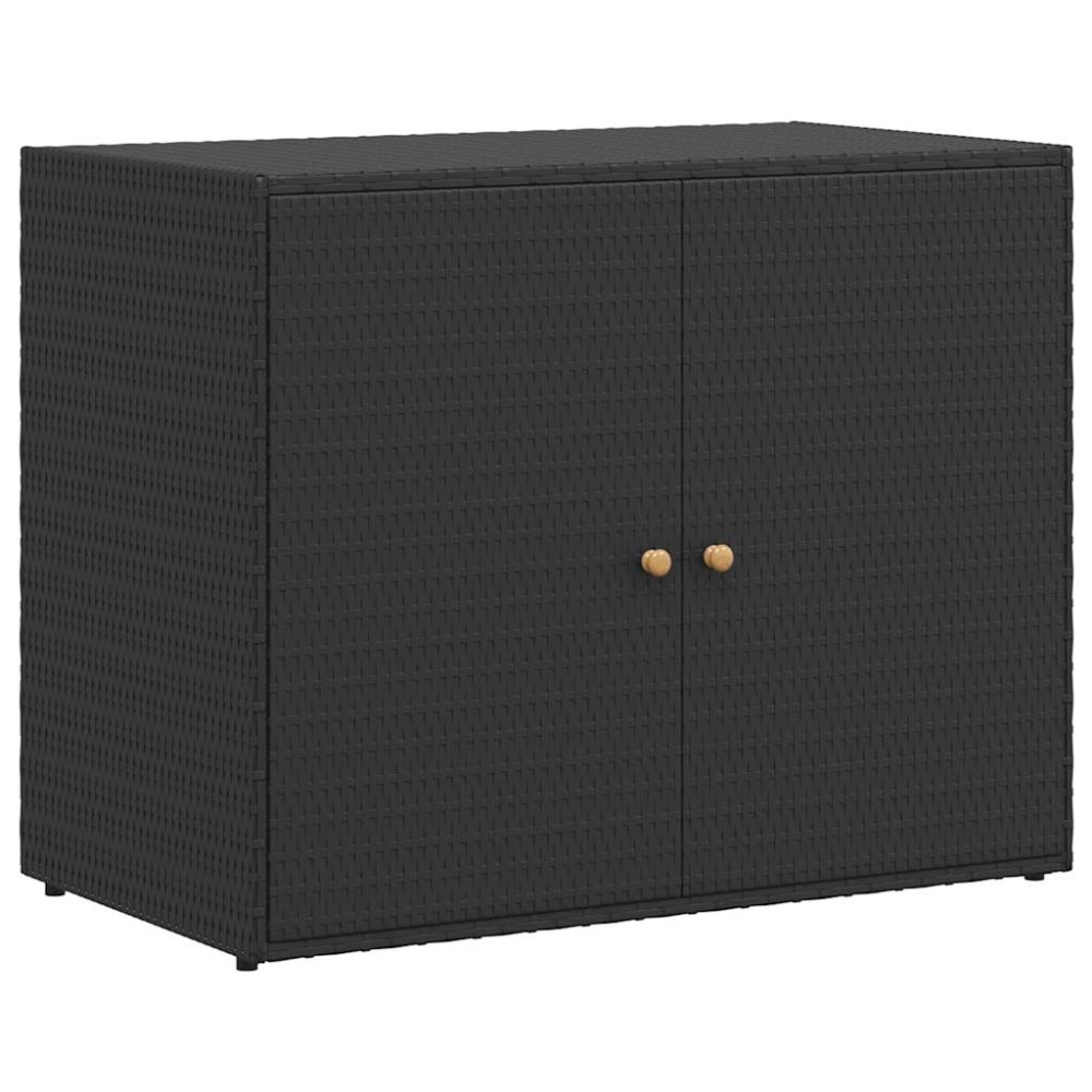 vidaXL Ντουλάπι Αποθήκευσης Κήπου Μαύρο 100x55,5x80 εκ. από Συνθετικό Ρατάν