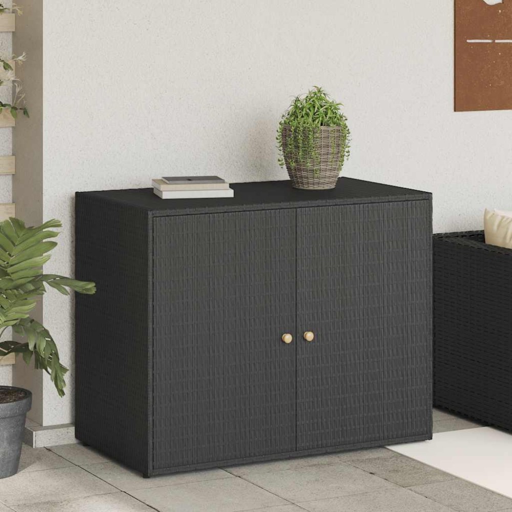 vidaXL Ντουλάπι Αποθήκευσης Κήπου Μαύρο 100x55,5x80 εκ. από Συνθετικό Ρατάν