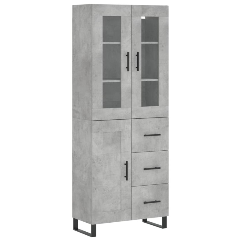 vidaXL Ντουλάπι Γκρι Σκυροδέματος 69,5x34x180 εκ. Επεξεργασμένο Ξύλο
