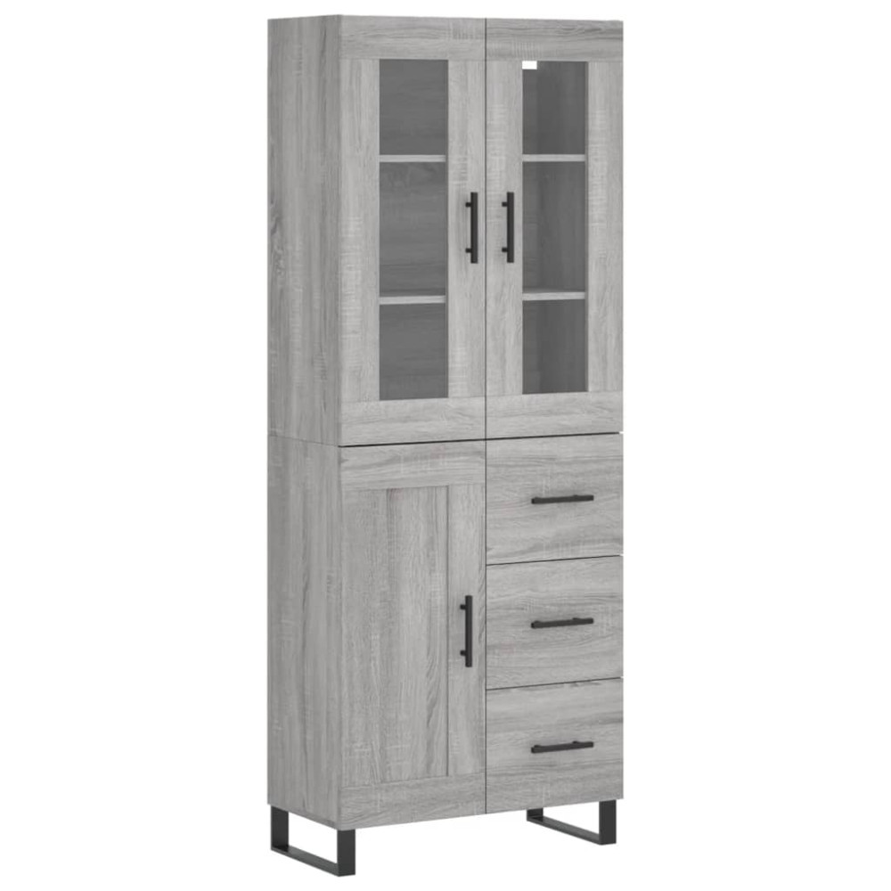 vidaXL Ντουλάπι Γκρι Sonoma 69,5 x 34 x 180 εκ. Επεξεργασμένο Ξύλο
