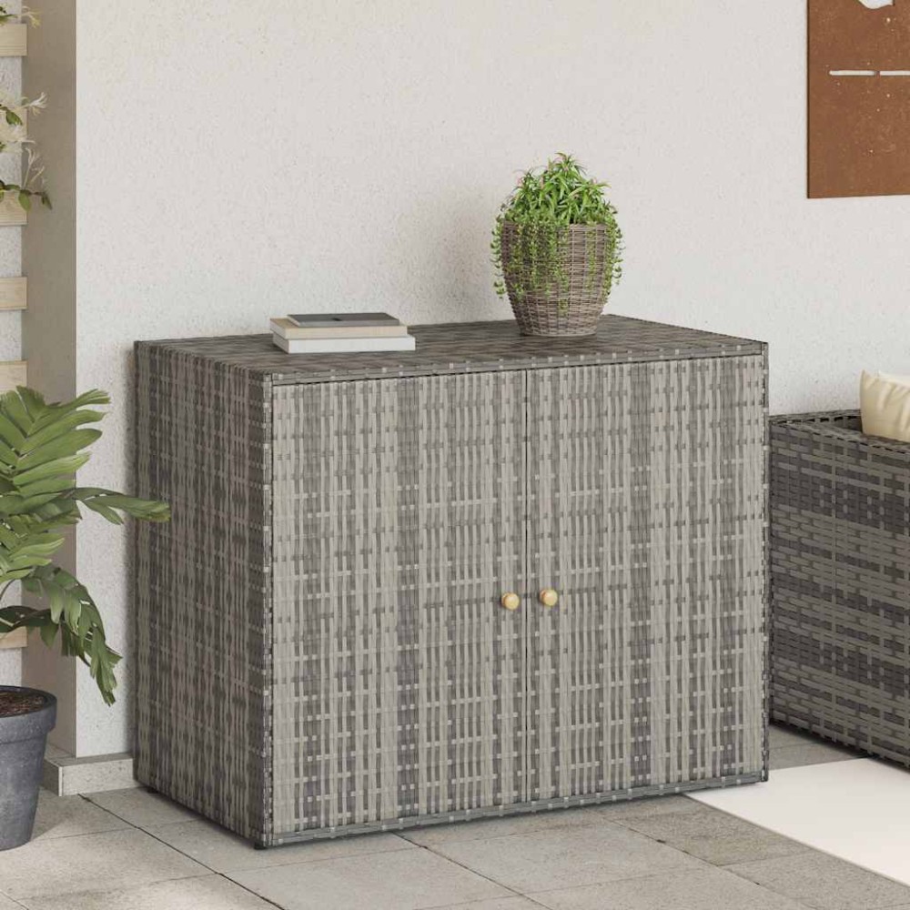 vidaXL Ντουλάπι Αποθήκευσης Κήπου Γκρι 100x55,5x80 εκ. Συνθετικό Ρατάν