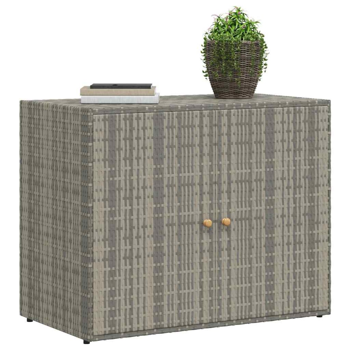 vidaXL Ντουλάπι Αποθήκευσης Κήπου Γκρι 100x55,5x80 εκ. Συνθετικό Ρατάν