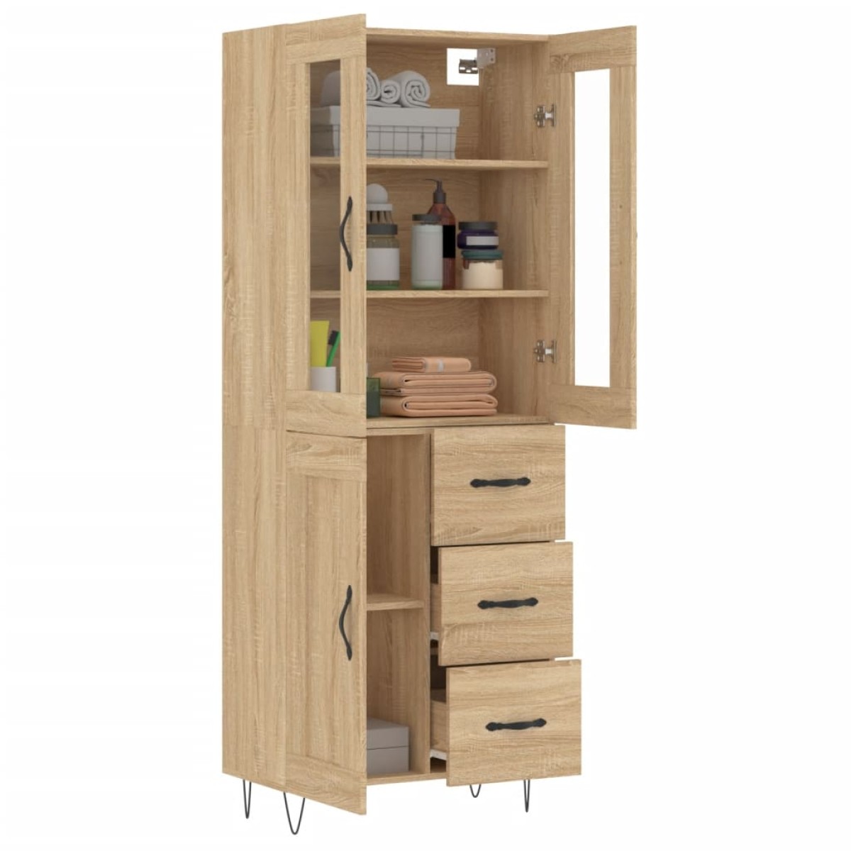 vidaXL Ντουλάπι Sonoma δρυς 69,5 x 34 x 180 εκ. από Επεξεργασμένο Ξύλο