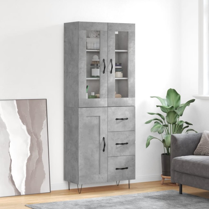 vidaXL Ντουλάπι Γκρι Σκυροδέματος 69,5x34x180 εκ. Επεξεργασμένο Ξύλο