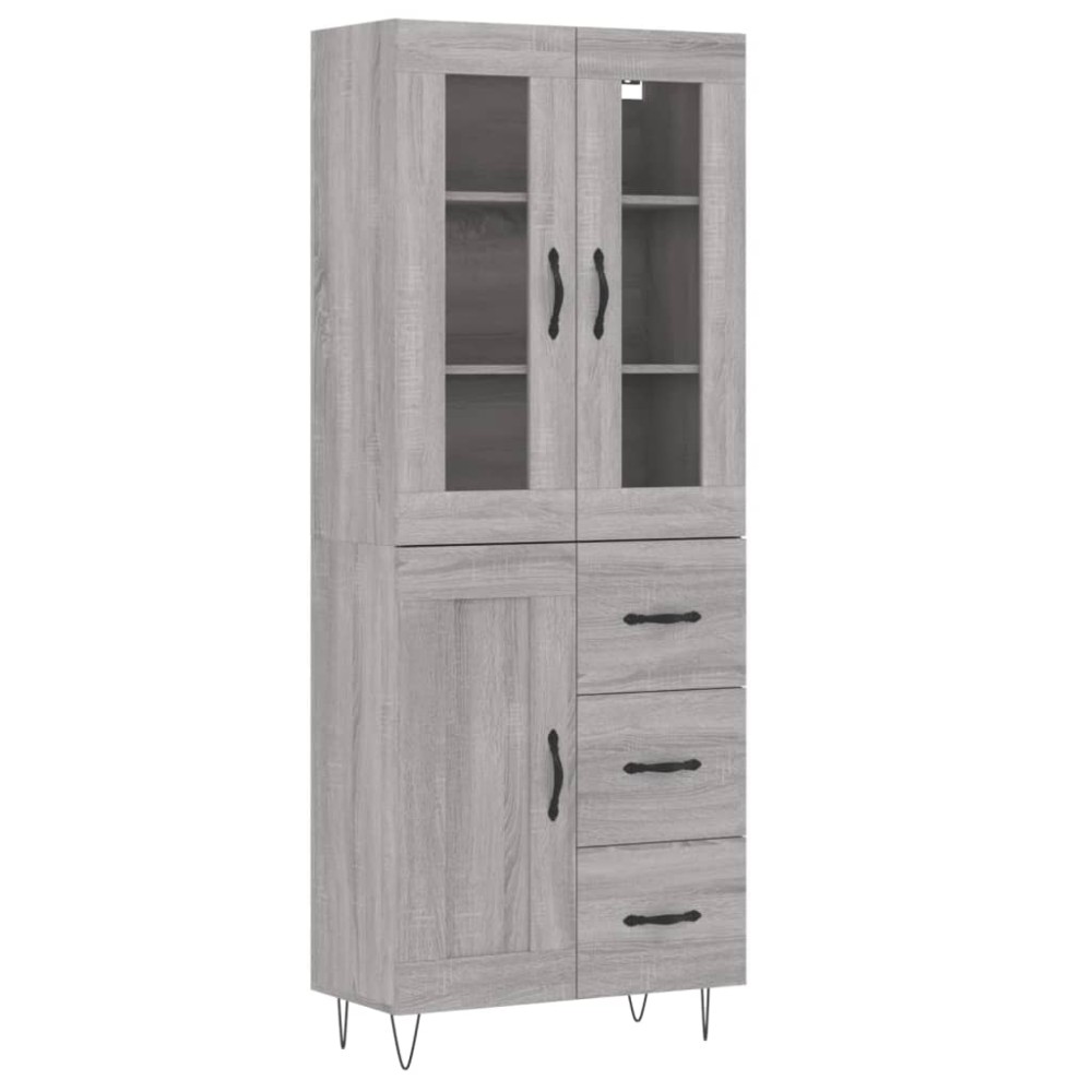 vidaXL Ντουλάπι Γκρι Sonoma 69,5 x 34 x 180 εκ. Επεξεργασμένο Ξύλο