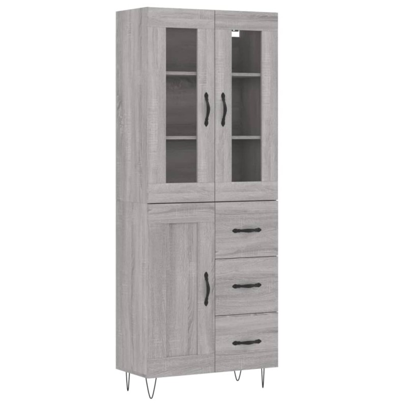 vidaXL Ντουλάπι Γκρι Sonoma 69,5 x 34 x 180 εκ. Επεξεργασμένο Ξύλο