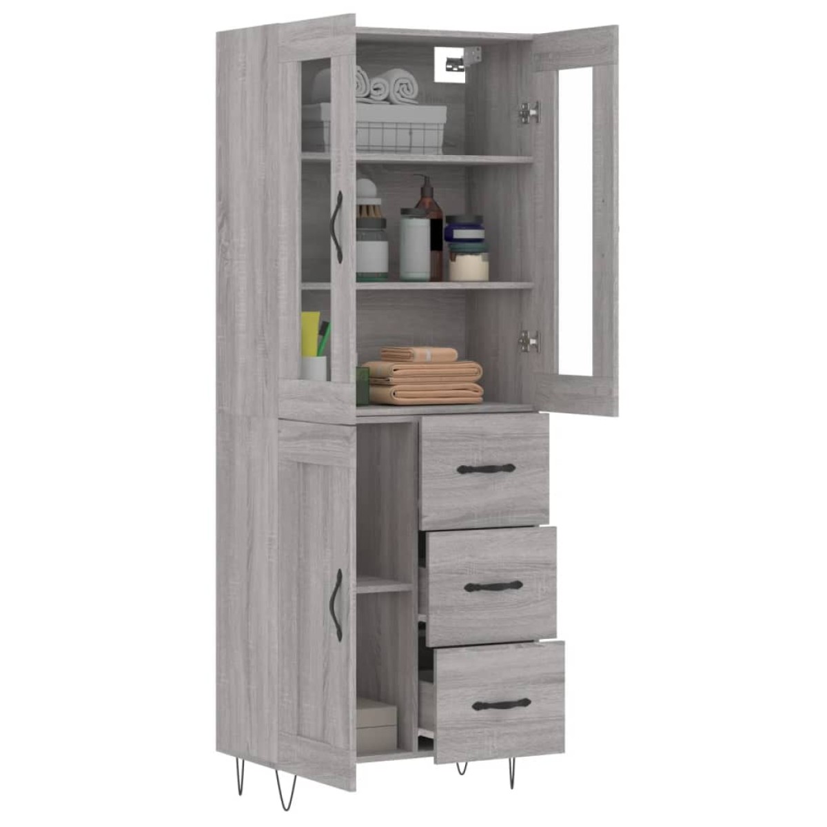 vidaXL Ντουλάπι Γκρι Sonoma 69,5 x 34 x 180 εκ. Επεξεργασμένο Ξύλο