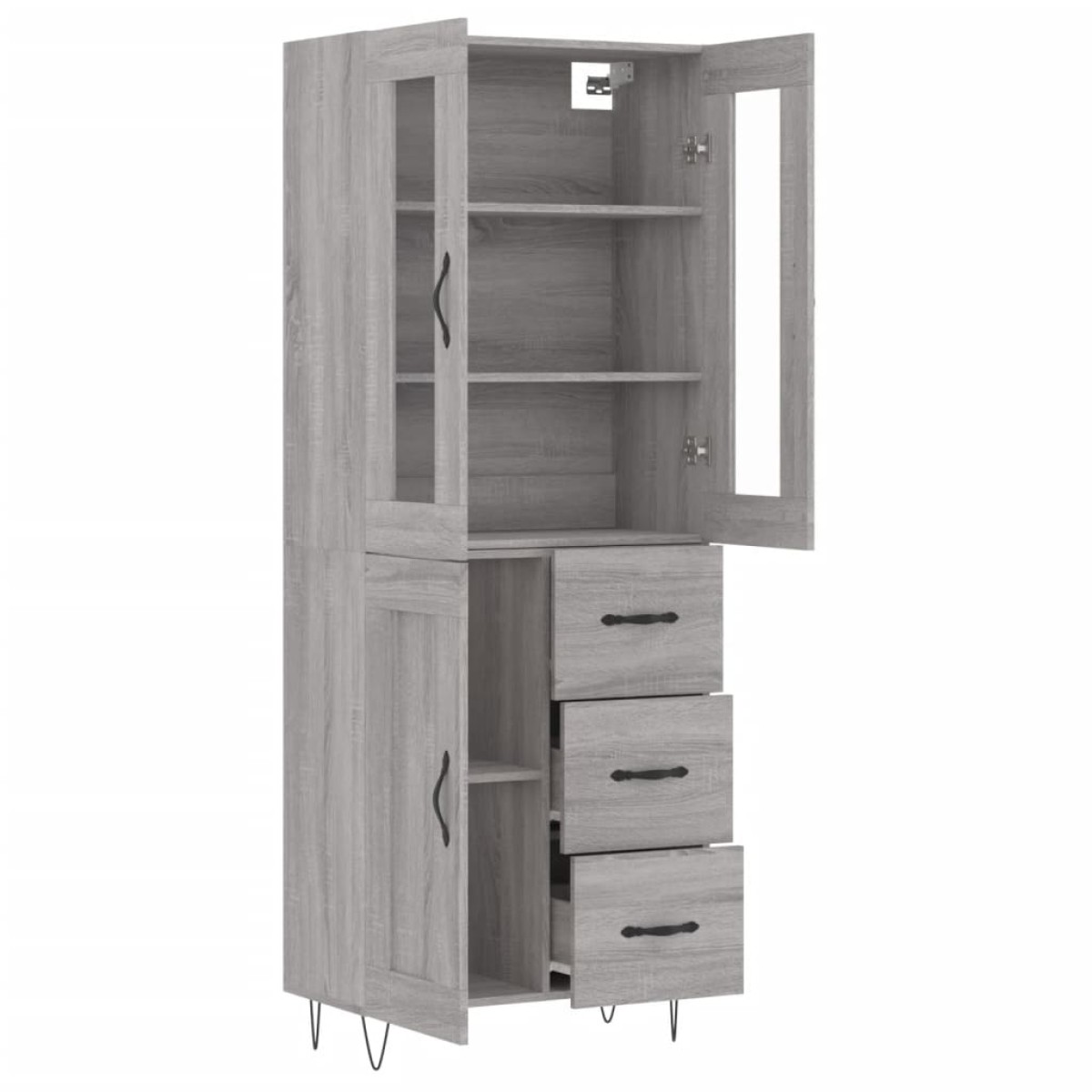 vidaXL Ντουλάπι Γκρι Sonoma 69,5 x 34 x 180 εκ. Επεξεργασμένο Ξύλο
