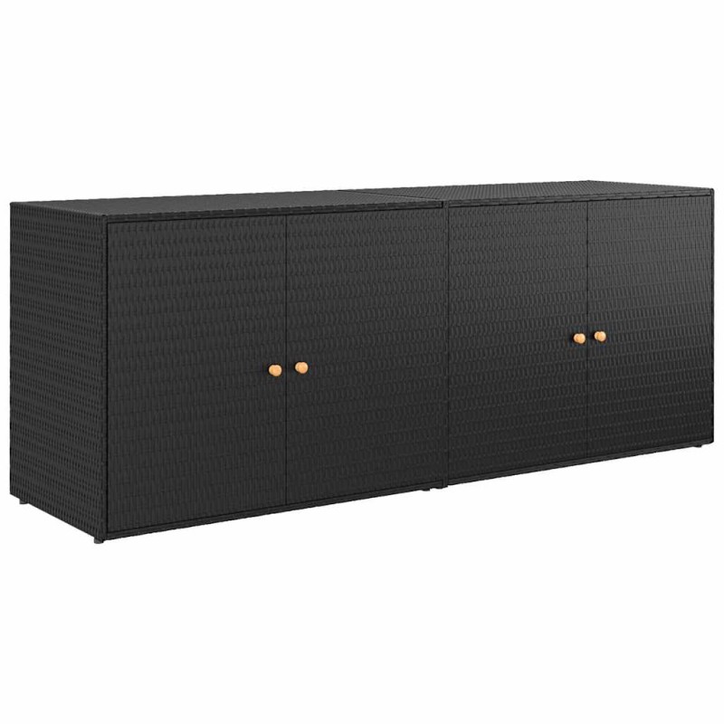 vidaXL Ντουλάπι Αποθήκευσης Κήπου Μαύρο 198 x 55,5 x 80 εκ. από Συνθετικό Ρατάν