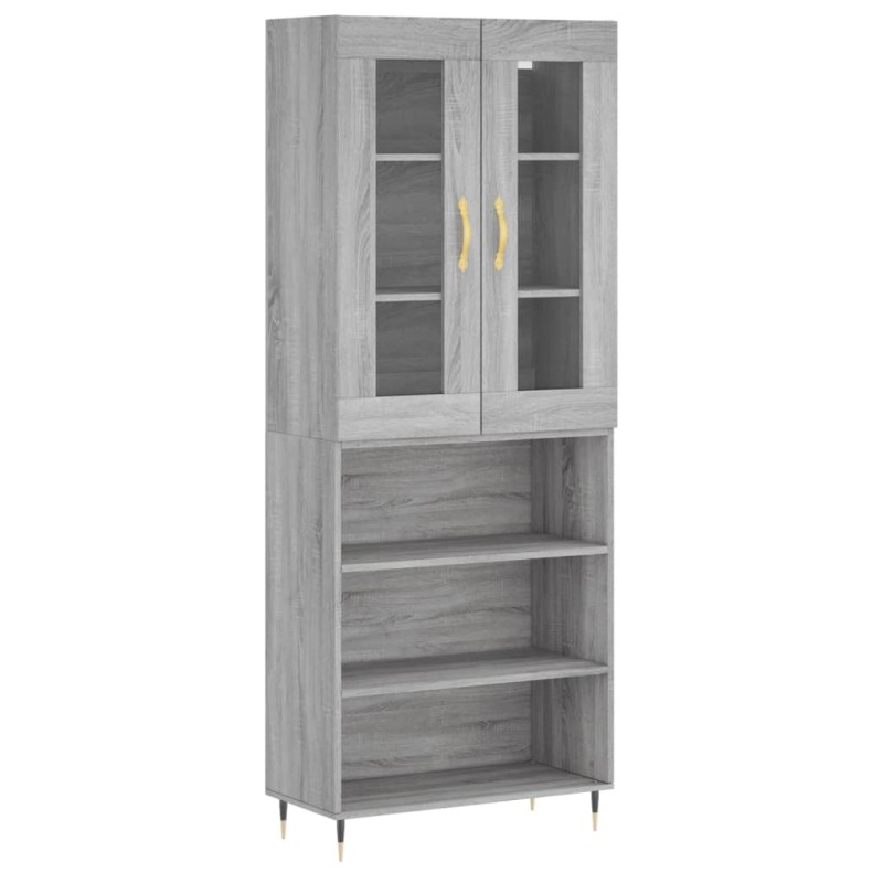 vidaXL Ντουλάπι Γκρι Sonoma 69,5 x 34 x 180 εκ. Επεξεργασμένο Ξύλο