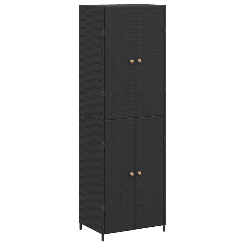vidaXL Ντουλάπι Αποθήκευσης Κήπου Μαύρο 59x40x180 εκ. από Συνθ. Ρατάν