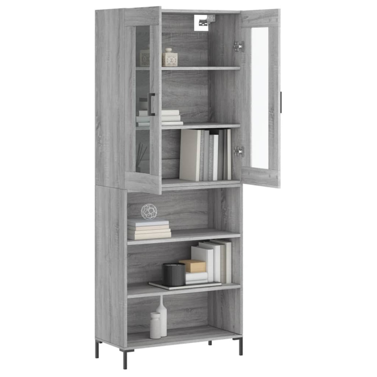 vidaXL Ντουλάπι Γκρι Sonoma 69,5 x 34 x 180 εκ. Επεξεργασμένο Ξύλο