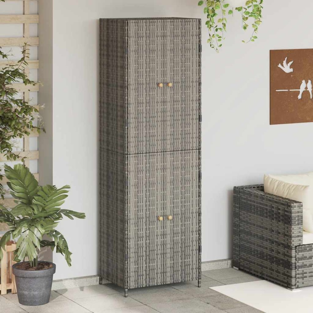 vidaXL Ντουλάπι Αποθήκευσης Κήπου Γκρι 59x40x180 εκ. από Συνθ. Ρατάν