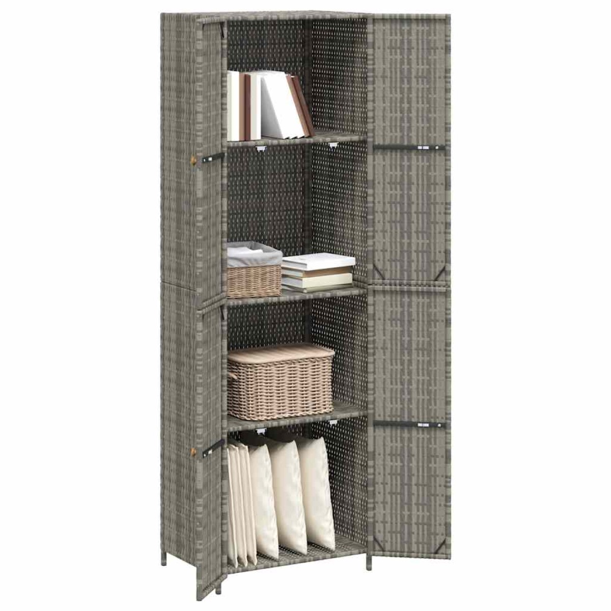 vidaXL Ντουλάπι Αποθήκευσης Κήπου Γκρι 59x40x180 εκ. από Συνθ. Ρατάν