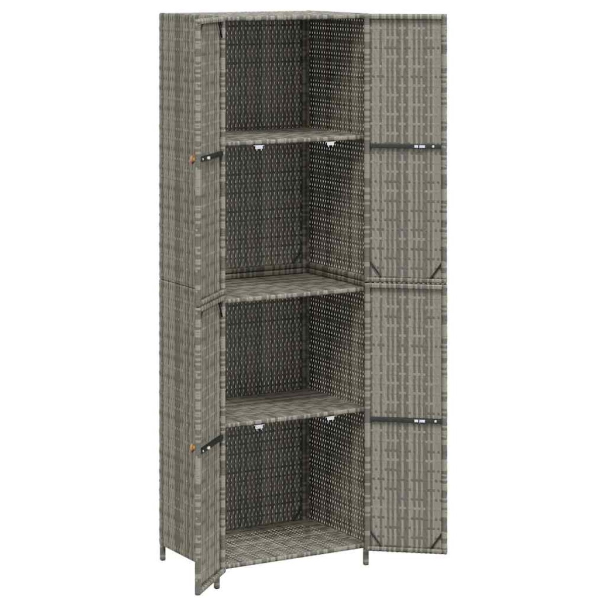 vidaXL Ντουλάπι Αποθήκευσης Κήπου Γκρι 59x40x180 εκ. από Συνθ. Ρατάν
