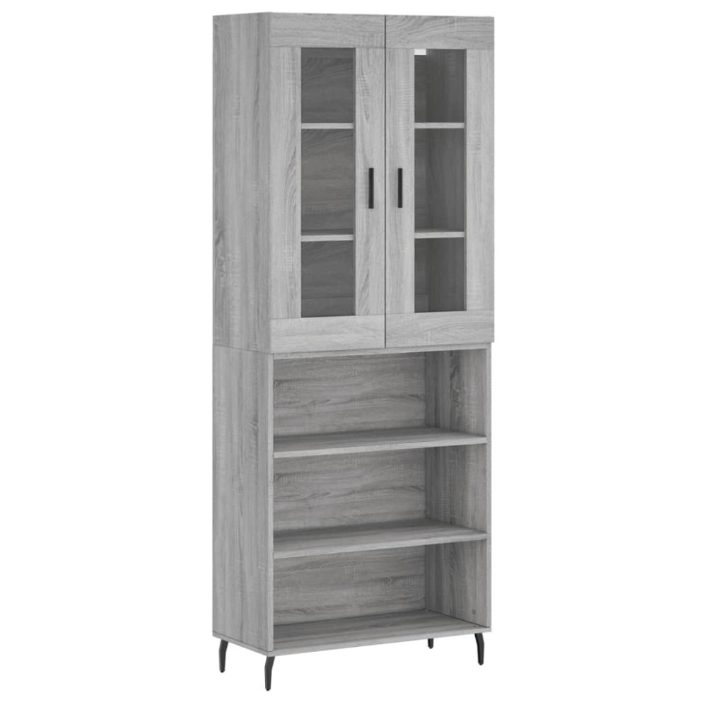 vidaXL Ντουλάπι Γκρι Sonoma 69,5 x 34 x 180 εκ. Επεξεργασμένο Ξύλο