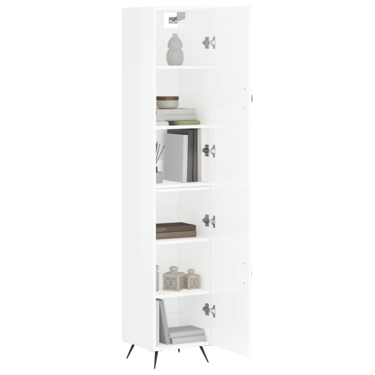 vidaXL Ντουλάπι Γυαλ. Λευκό 34,5 x 34 x 180 εκ. από Επεξεργασμένο Ξύλο