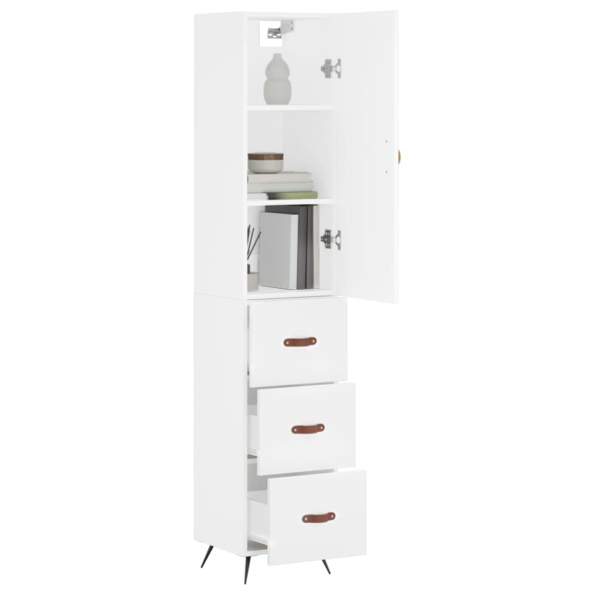 vidaXL Ντουλάπι Λευκός 34,5 x 34 x 180 εκ. από Επεξεργασμένο Ξύλο