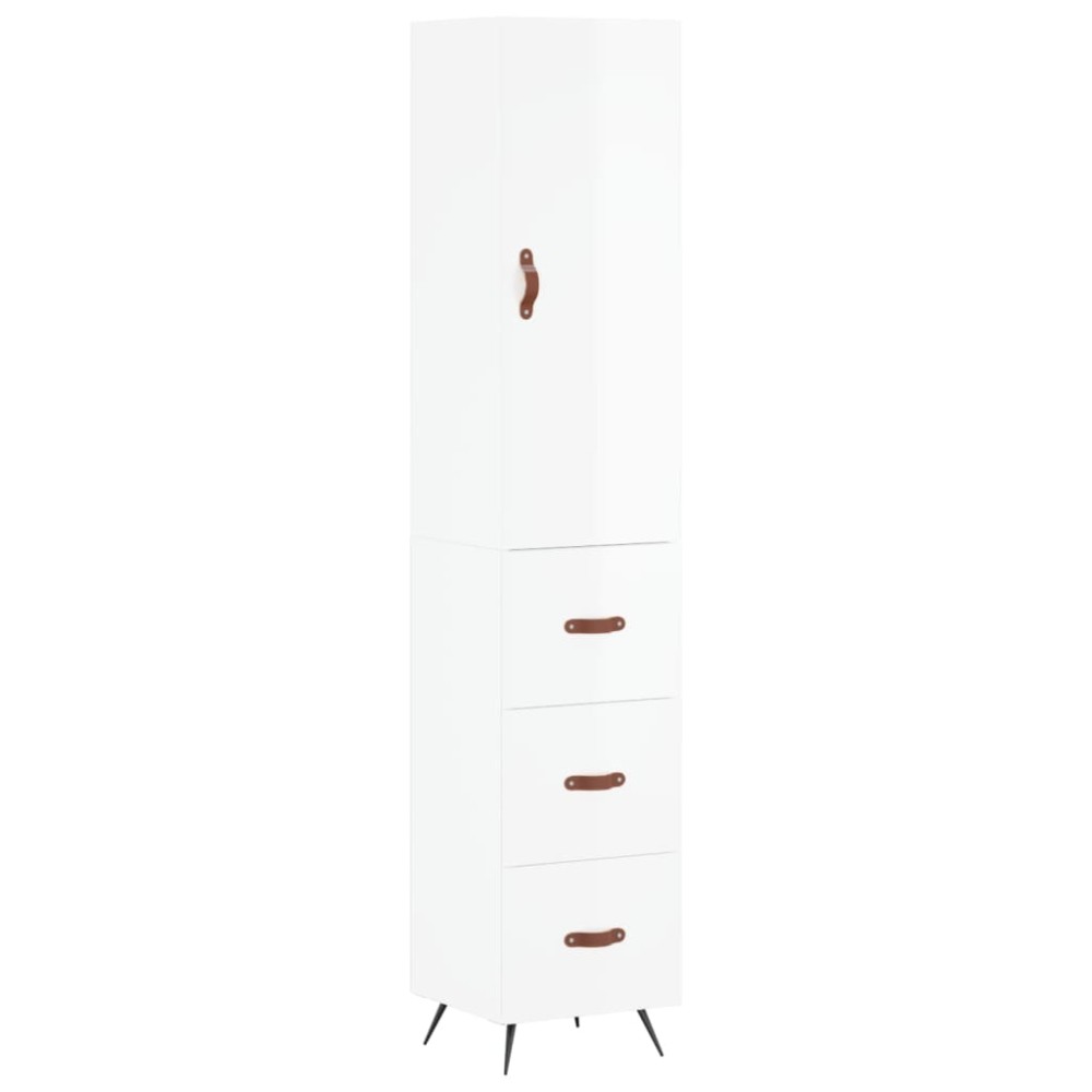 vidaXL Ντουλάπι Γυαλ. Λευκό 34,5 x 34 x 180 εκ. από Επεξεργασμένο Ξύλο