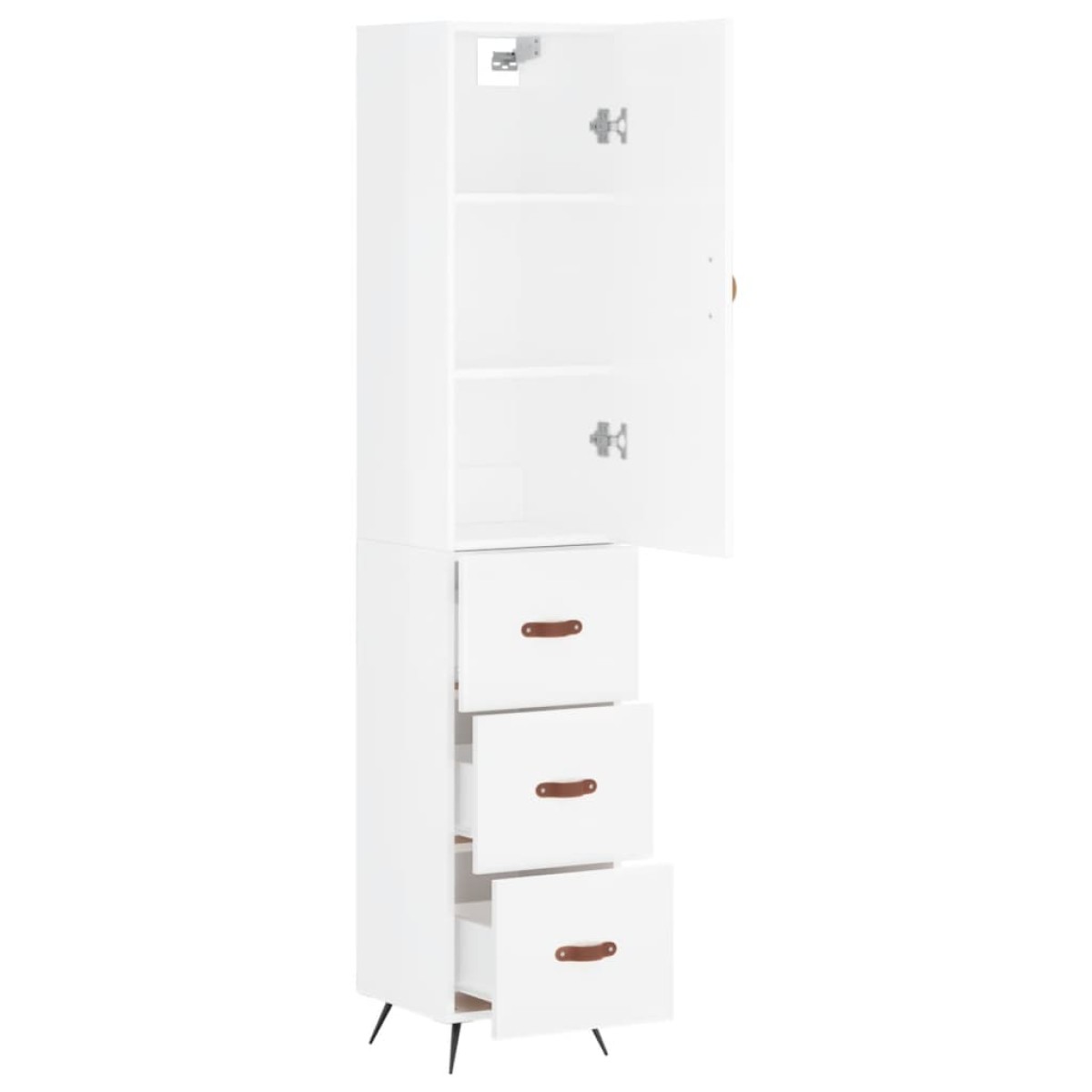 vidaXL Ντουλάπι Γυαλ. Λευκό 34,5 x 34 x 180 εκ. από Επεξεργασμένο Ξύλο