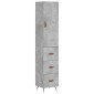 vidaXL Ντουλάπι Γκρι Σκυροδέματος 34,5x34x180 εκ. Επεξεργασμένο Ξύλο