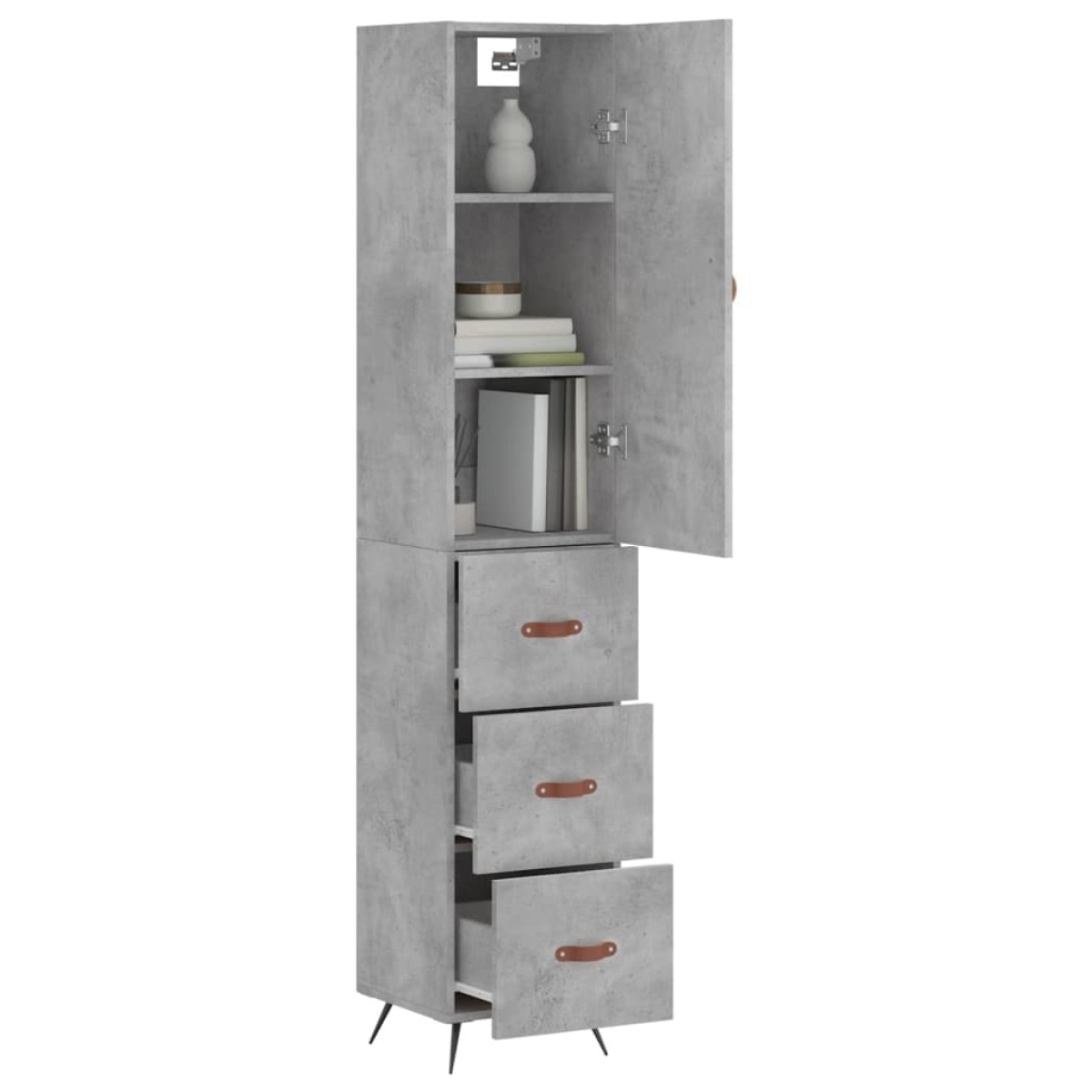 vidaXL Ντουλάπι Γκρι Σκυροδέματος 34,5x34x180 εκ. Επεξεργασμένο Ξύλο