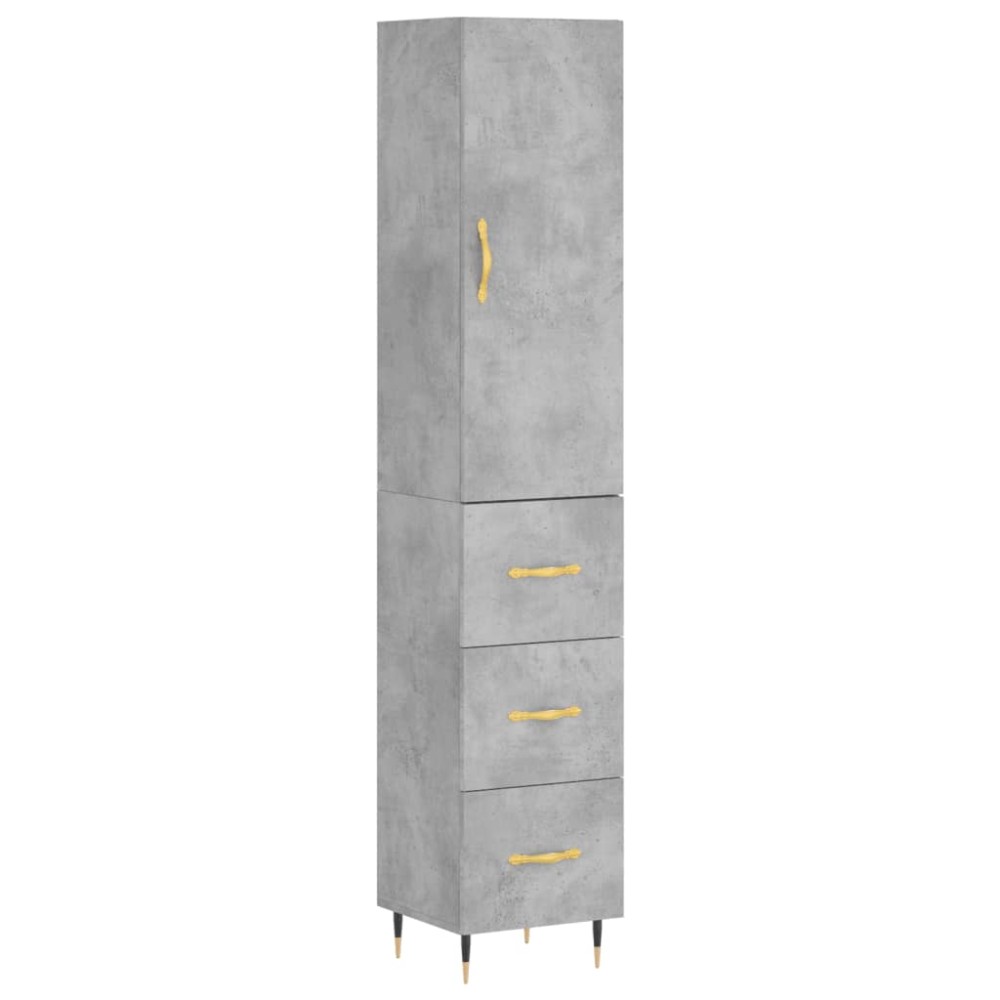 vidaXL Ντουλάπι Γκρι Σκυροδέματος 34,5x34x180 εκ. Επεξεργασμένο Ξύλο
