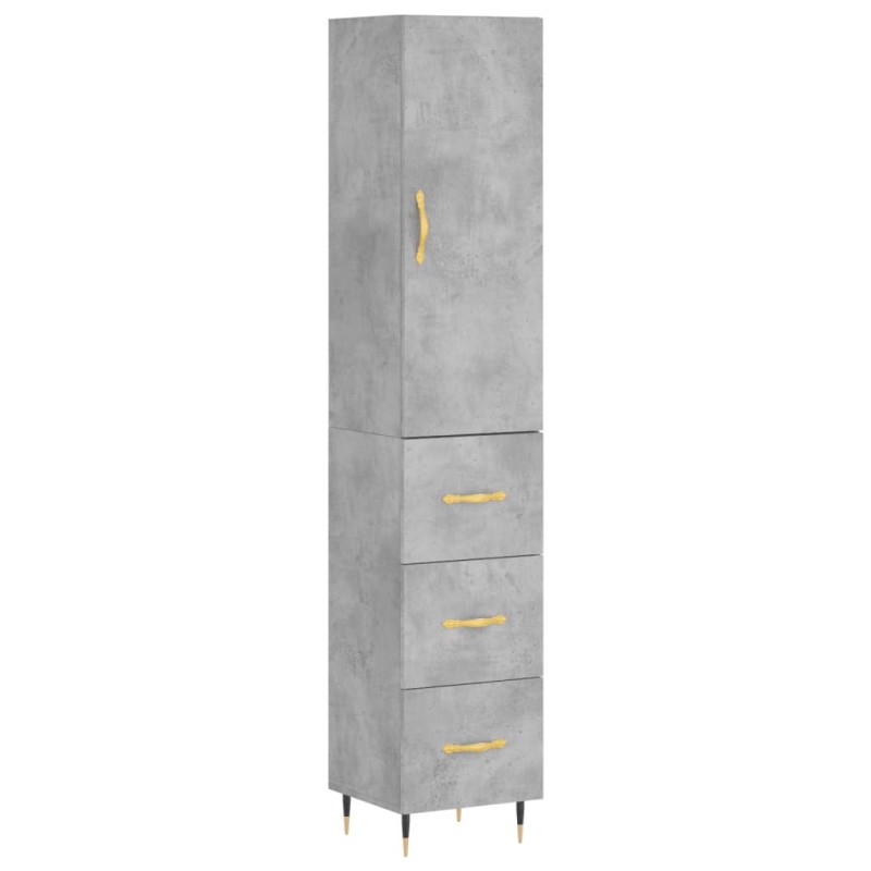 vidaXL Ντουλάπι Γκρι Σκυροδέματος 34,5x34x180 εκ. Επεξεργασμένο Ξύλο