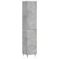 vidaXL Ντουλάπι Γκρι Σκυροδέματος 34,5x34x180 εκ. Επεξεργασμένο Ξύλο