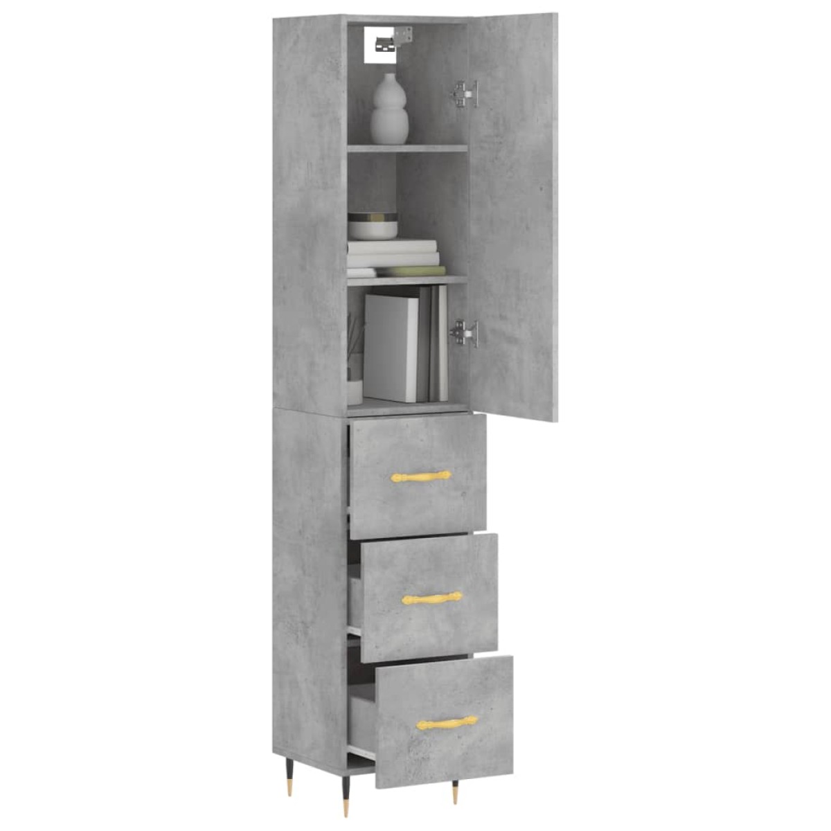 vidaXL Ντουλάπι Γκρι Σκυροδέματος 34,5x34x180 εκ. Επεξεργασμένο Ξύλο