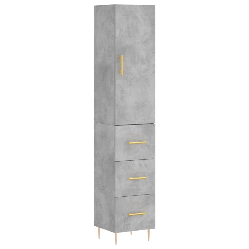 vidaXL Ντουλάπι Γκρι Σκυροδέματος 34,5x34x180 εκ. Επεξεργασμένο Ξύλο