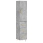 vidaXL Ντουλάπι Γκρι Σκυροδέματος 34,5x34x180 εκ. Επεξεργασμένο Ξύλο