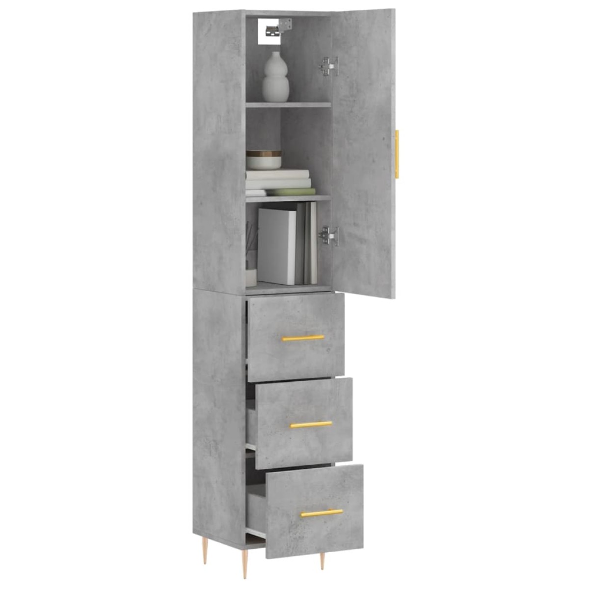 vidaXL Ντουλάπι Γκρι Σκυροδέματος 34,5x34x180 εκ. Επεξεργασμένο Ξύλο