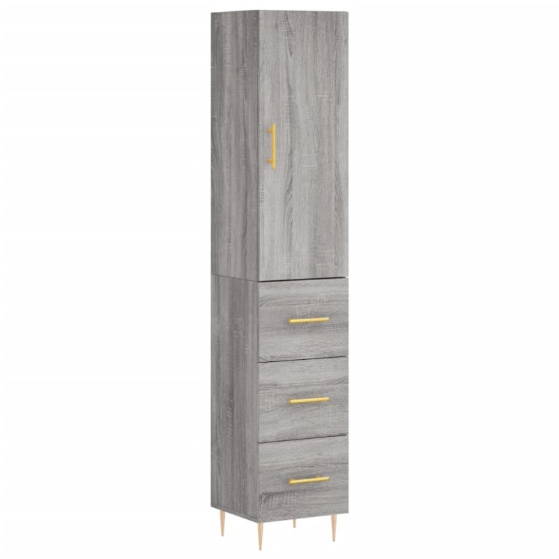 vidaXL Μπουφές Sonoma Γκρι 34,5 x 34 x 180 εκ. από Επεξεργασμένο Ξύλο
