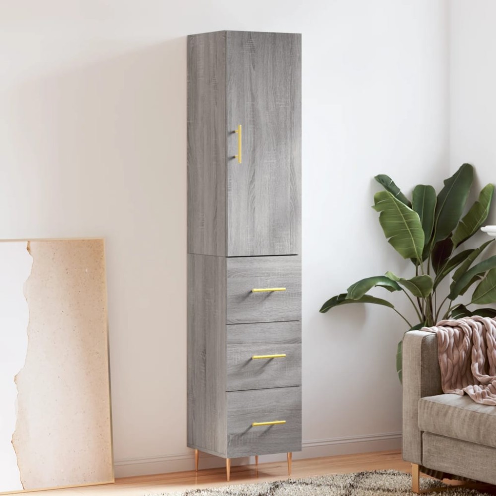 vidaXL Μπουφές Sonoma Γκρι 34,5 x 34 x 180 εκ. από Επεξεργασμένο Ξύλο
