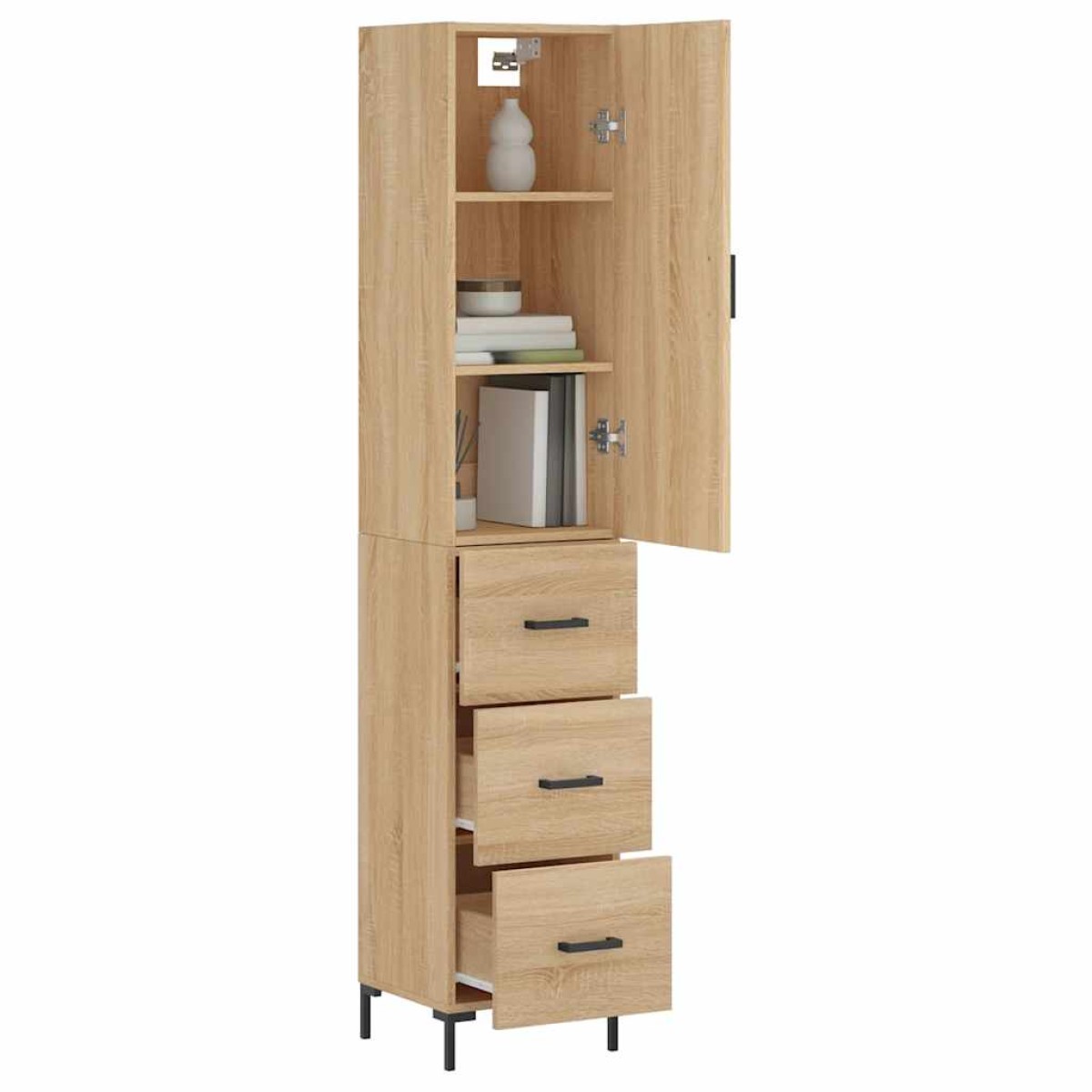 vidaXL Μπουφές Sonoma δρυς 34,5 x 34 x 180 εκ. από Επεξεργασμένο Ξύλο