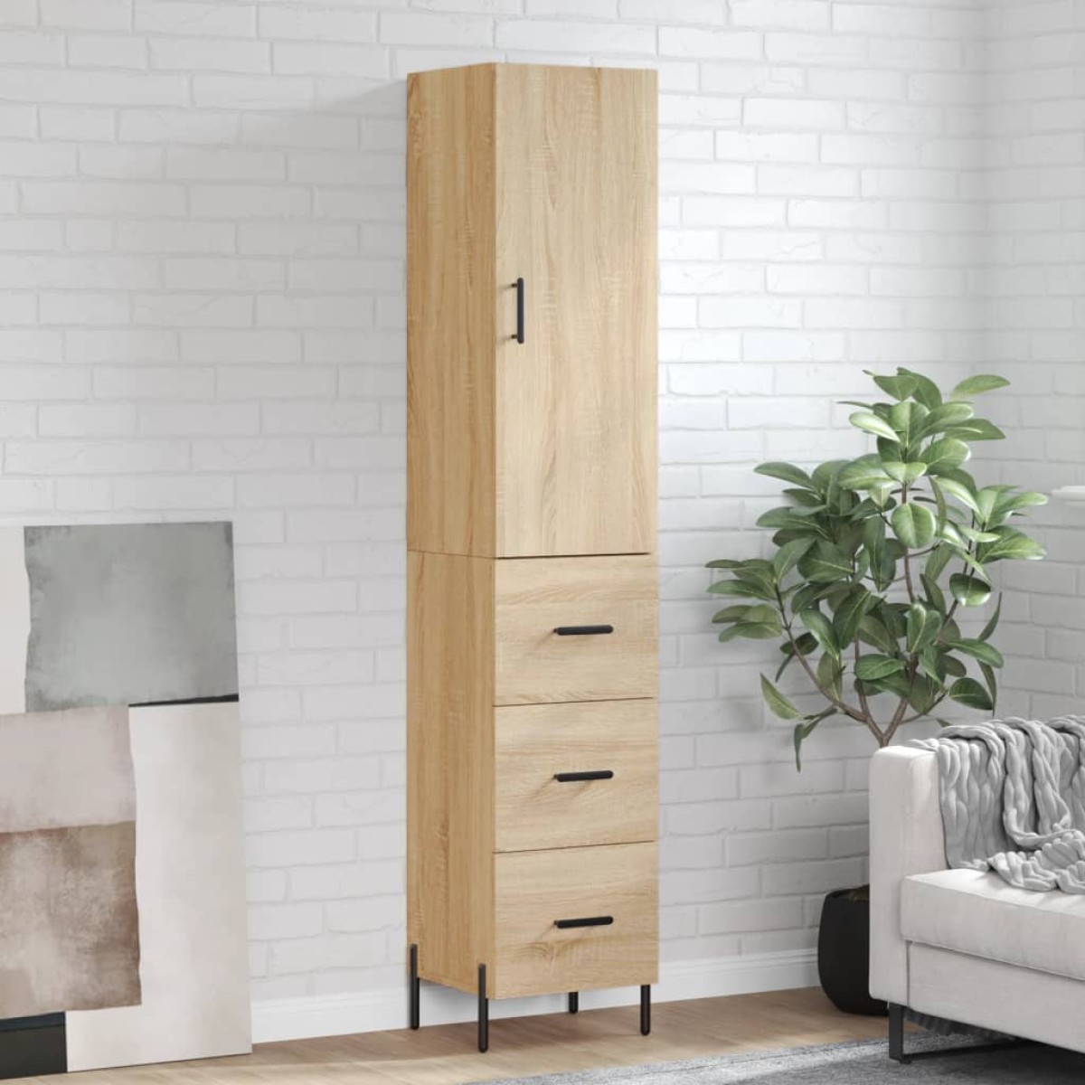 vidaXL Μπουφές Sonoma δρυς 34,5 x 34 x 180 εκ. από Επεξεργασμένο Ξύλο