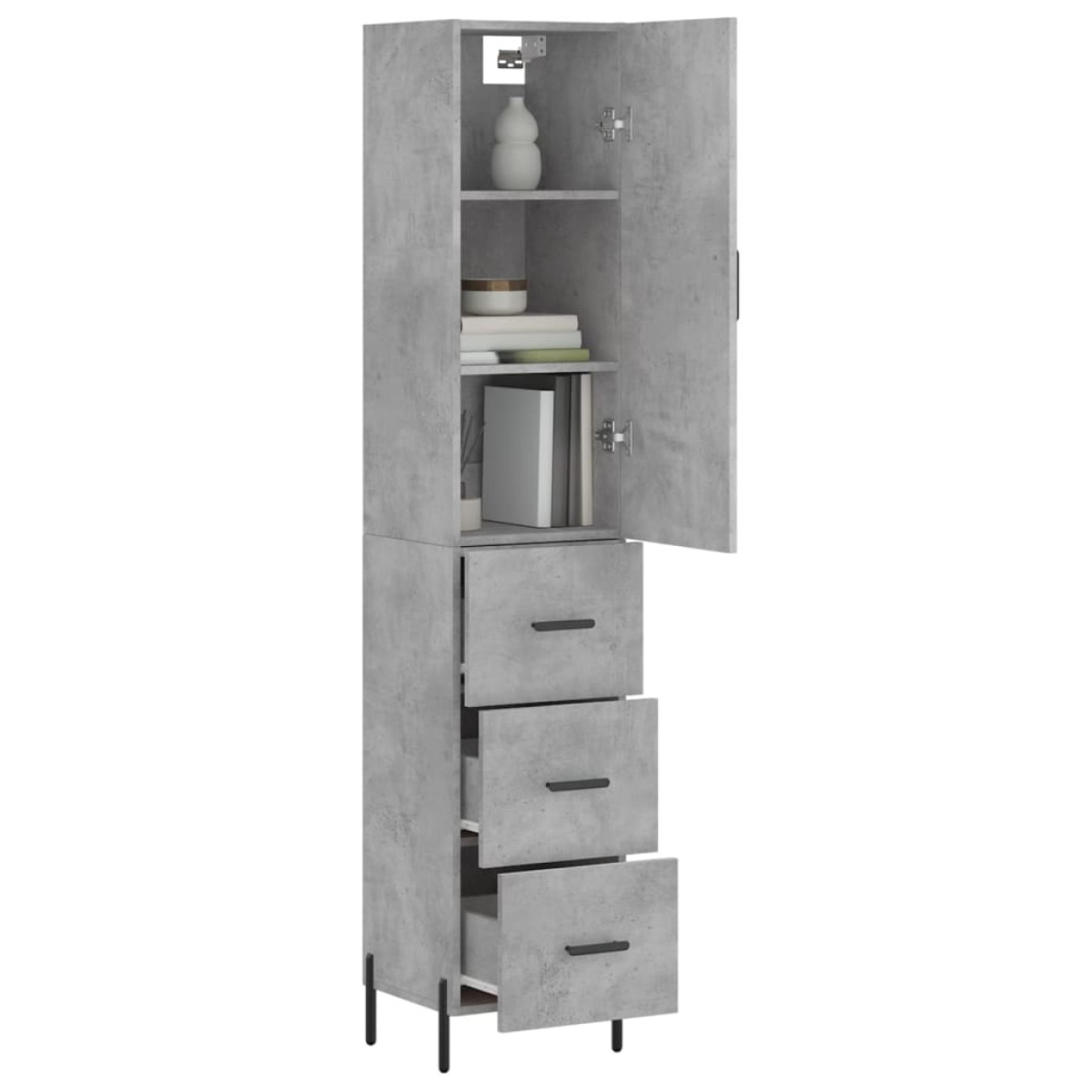 vidaXL Ντουλάπι Γκρι Σκυροδέματος 34,5x34x180 εκ. Επεξεργασμένο Ξύλο