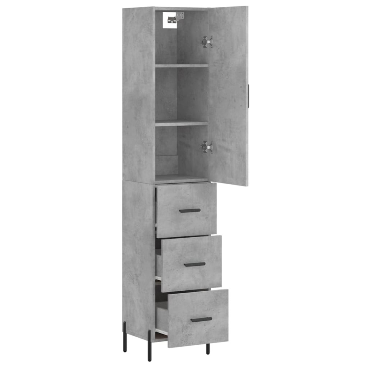 vidaXL Ντουλάπι Γκρι Σκυροδέματος 34,5x34x180 εκ. Επεξεργασμένο Ξύλο