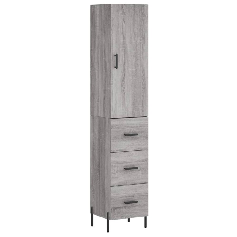 vidaXL Μπουφές Sonoma Γκρι 34,5 x 34 x 180 εκ. από Επεξεργασμένο Ξύλο